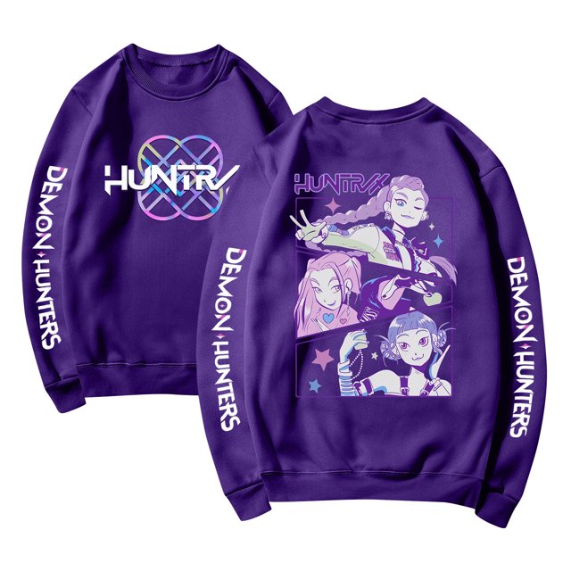 Pop cazadora para niña Demo-n Hunters Round-Neck Sweatshirt,Soft Streetwear Pullover,Cute Long Sleeve Sweatshirt for Fall Winter (Purple)