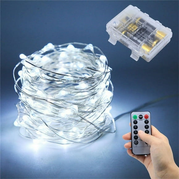 Fairy Lights, 10M 100 White LED Copper Battery Operated Fairy Lights with 8 Modes, IP65 Waterproof Fairy Lights Indoor/Outdoor Decoration for Bedroom Christmas Wedding Party Home