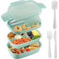 thumbnail image 5 of Lunch Box, 3 Layers All-In-One Bento Box with Utensil Set, Leak-Proof Bento Box for Dining Out, Wor, 5 of 5