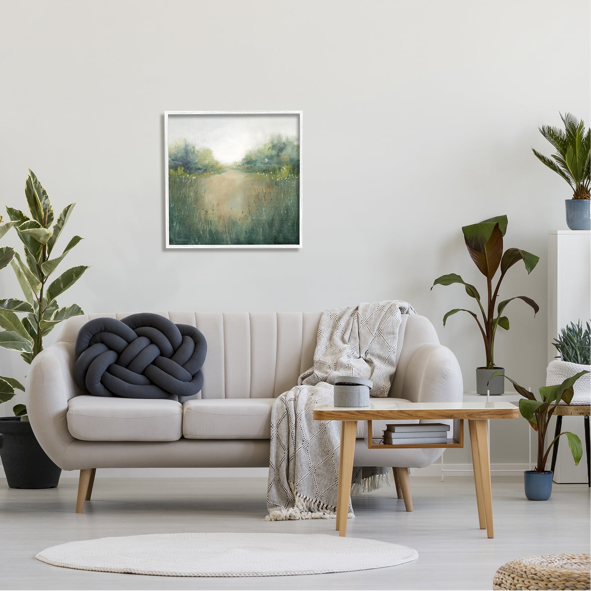 Stupell Industries Green Lush Pond Landscape Painting Landscape Painting White Framed Art Print Wall Art