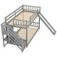 EUROCO Wood Twin over Twin Bunk Bed with Slide and Staircase, Low Profile Bunk Bed with Storage