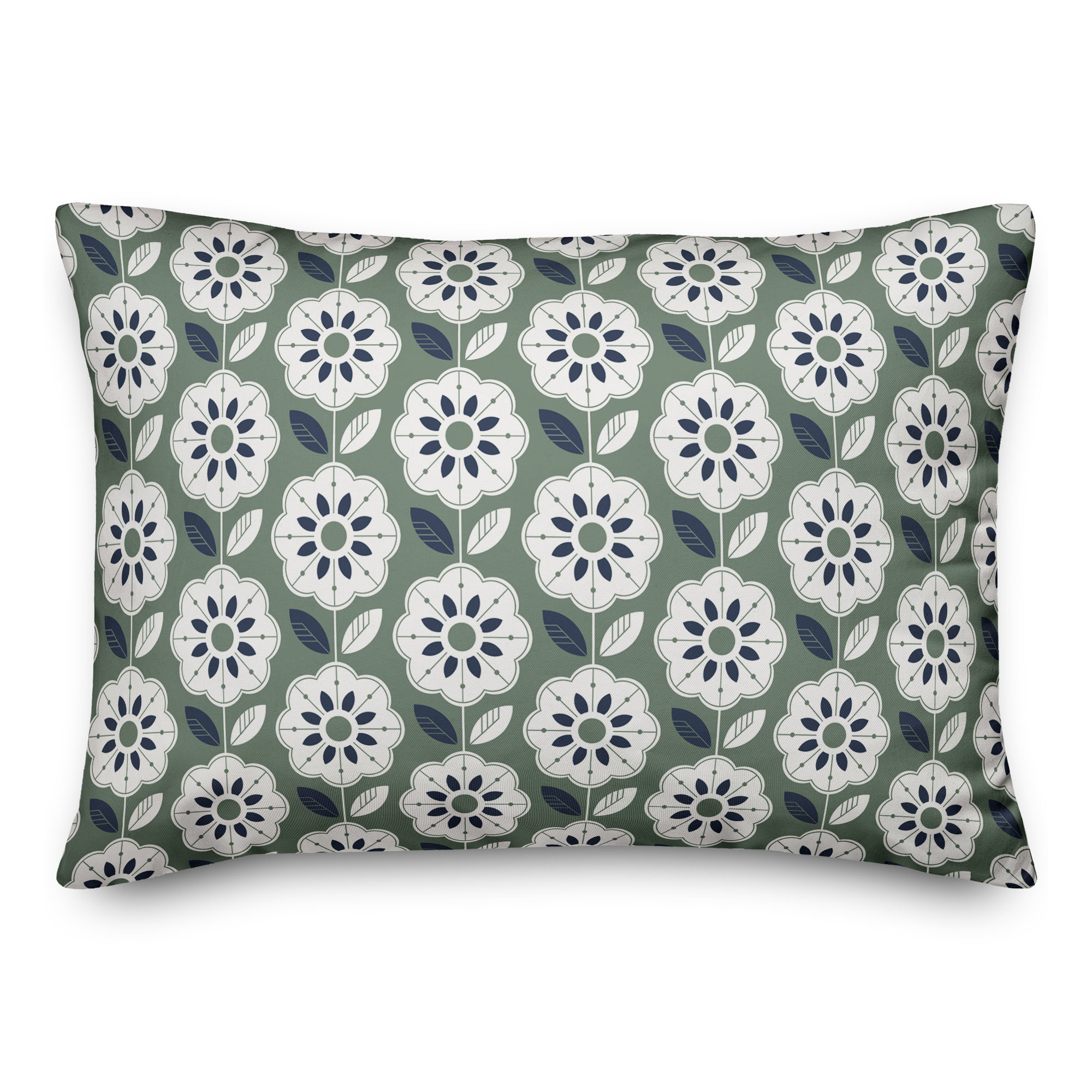 Creative Products Green Navy Mod Pattern 14x20 Indoor / Outdoor Pillow