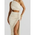 thumbnail image 2 of Women'S Summer Beach Sexy- Asymmetrical High Slit Night Out Dress Sets White M, 2 of 5