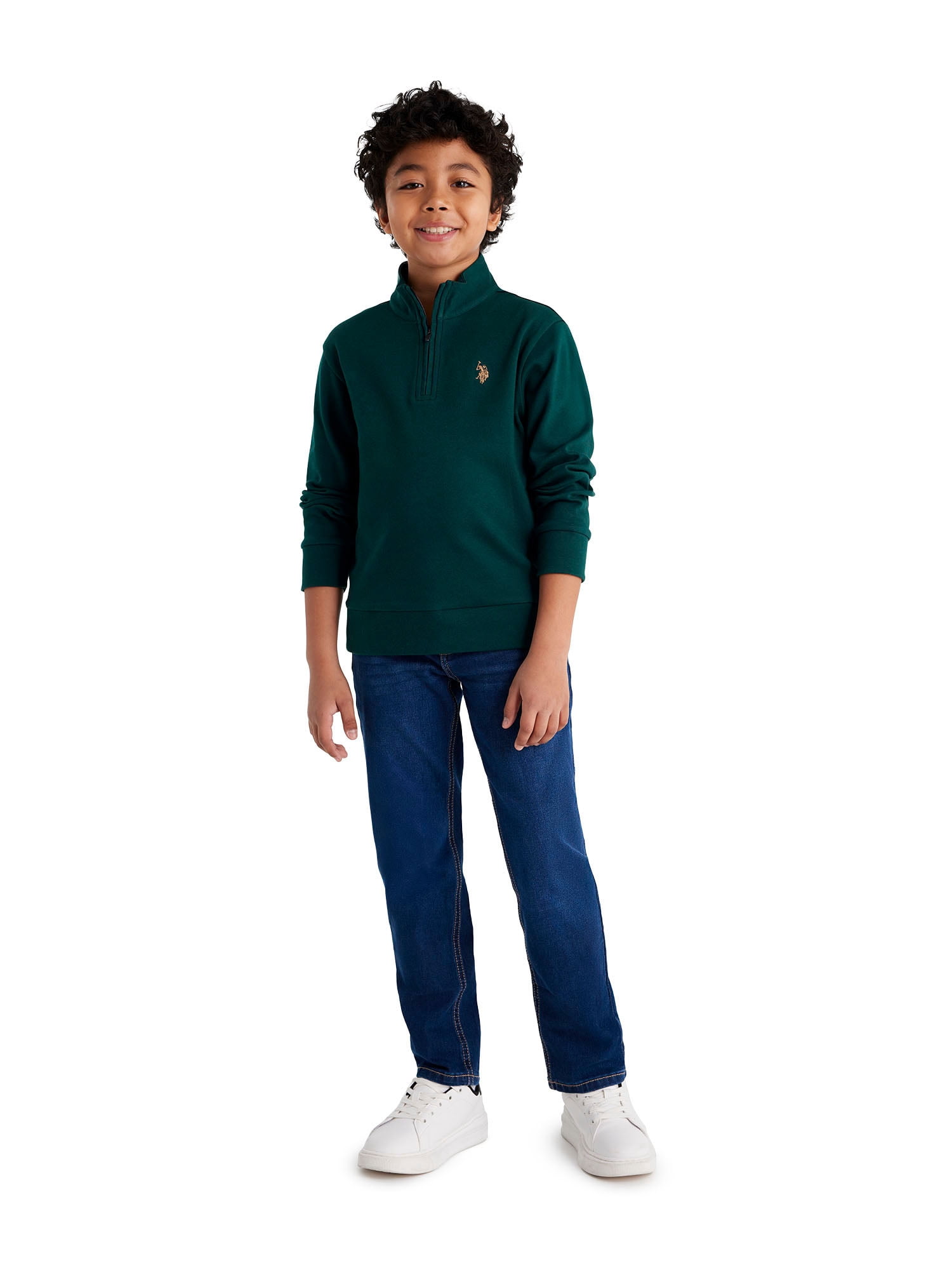 U.S. Polo Assn. Boys Interlock Quarter Zip, Sizes 4-18