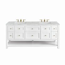 James Martin Vanities 72" Double Vanity, Bright White w/ 3 CM Victorian Silver Top