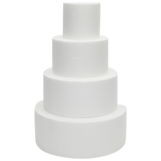 Bright Creations - Maniquí de espuma para decorar y exhibir, 4 niveles de 4 pulgadas, 6 pulgadas, 8 pulgadas, 10 pulgadas, rondas de pasteles de boda (14.4 pulgadas de alto) Bright Creations NA