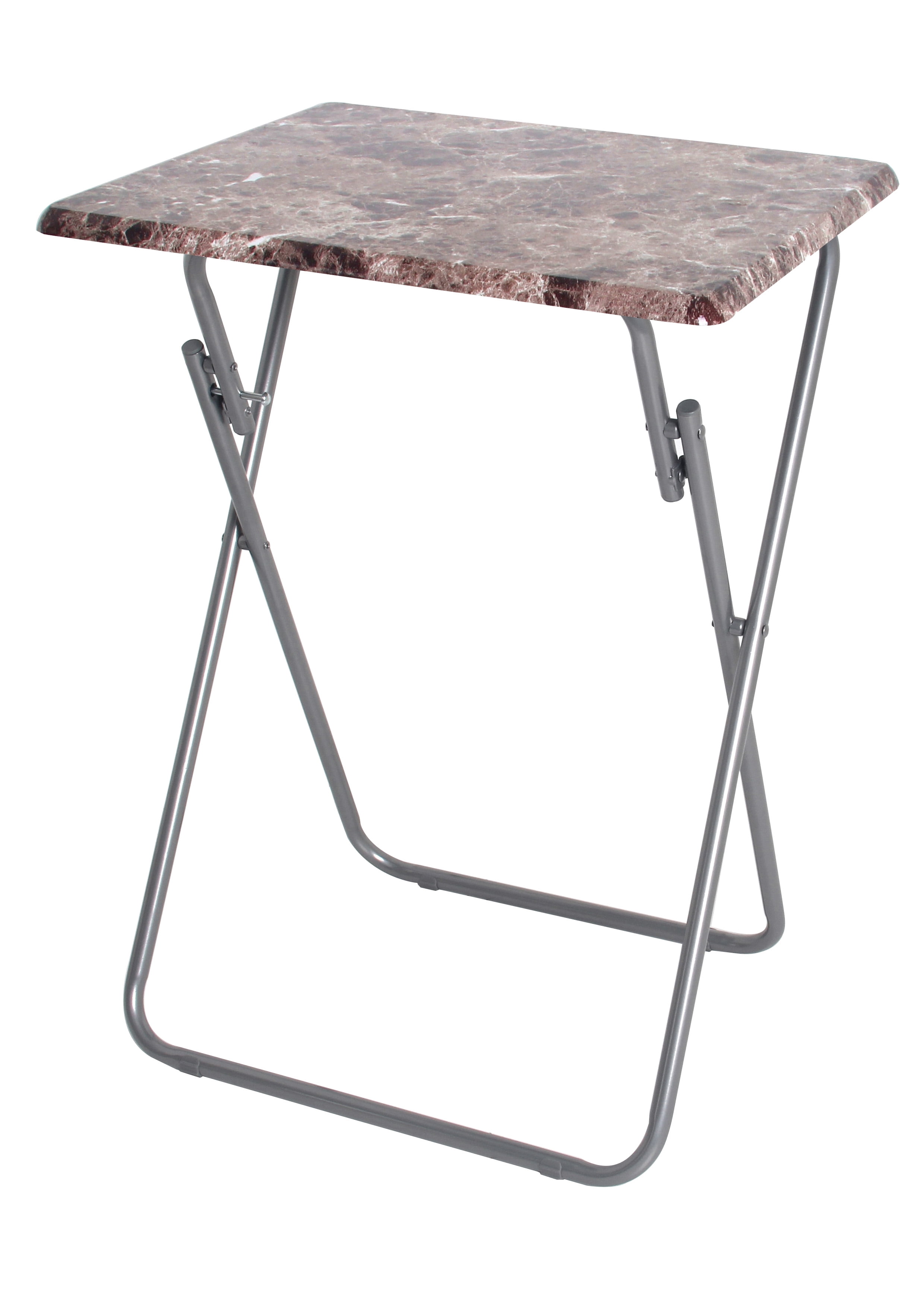 Storage Solutions 19 inch Marble Folding Veneer Snack Table TV Tray