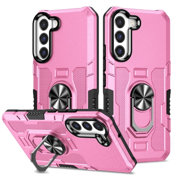Allytech for Samsung Galaxy S21+/S21 Plus Phone Case with Ring Holder, Anti-Fingerprint Non-slip Anti-Drop Heavy Duty Corner Protection Rotating Ring Stand Cover Case for Samsung S21 Plus 5G, Pink