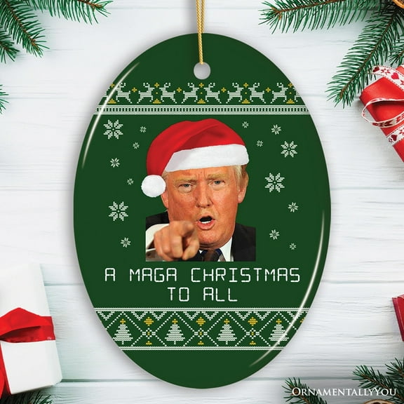 Trump A Maga Christmas to All in Green Ornament