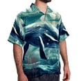 thumbnail image 2 of Whale Men's Short Sleeve Hawaiian Print Button Down Beach Shirt, 2 of 6