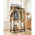 thumbnail image 5 of Sakugi Clothes Rack, Double-Rod Garment Rack with Hooks & Mesh Shlef, Versatile Clothing Racks for Hanging Clothes, Hats, Bags, Portable Hanger for Bedroom, Laundry, 32.7"×16"×59.1", Black, 5 of 10