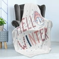 thumbnail image 4 of Winter Soft Flannel Fleece Throw Blanket, Hello Winter Typographic Text with Funny Face in a Hat Surrounded by Snowflakes, Cozy Plush for Indoor and Outdoor Use, 60" x 80", Multicolor, by Ambesonne, 4 of 5