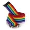 thumbnail image 3 of Flmtop Belt with Ring Buckle Soft Canvas Plaid Rainbow Pattern Belt for Wedding, 3 of 10