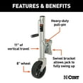thumbnail image 2 of CURT 28116 Marine Boat Trailer Jack with 8-Inch Wheel, 1,500 lbs. 11 Inches Vertical Travel, 2 of 5