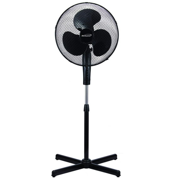Brentwood Kool Zone F-16SMB 3-Speed 16" Oscillating Stand Fan, Black