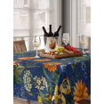 thumbnail image 6 of Orange Blue Spring Floral Table Cloth, Waterproof Tablecloth for Rectangle Tables, Vintage Botanical Summer Flower Reusable Washable Fabric Table Cover for Restaurant Kitchen Dining Tables 60"x84", 6 of 9