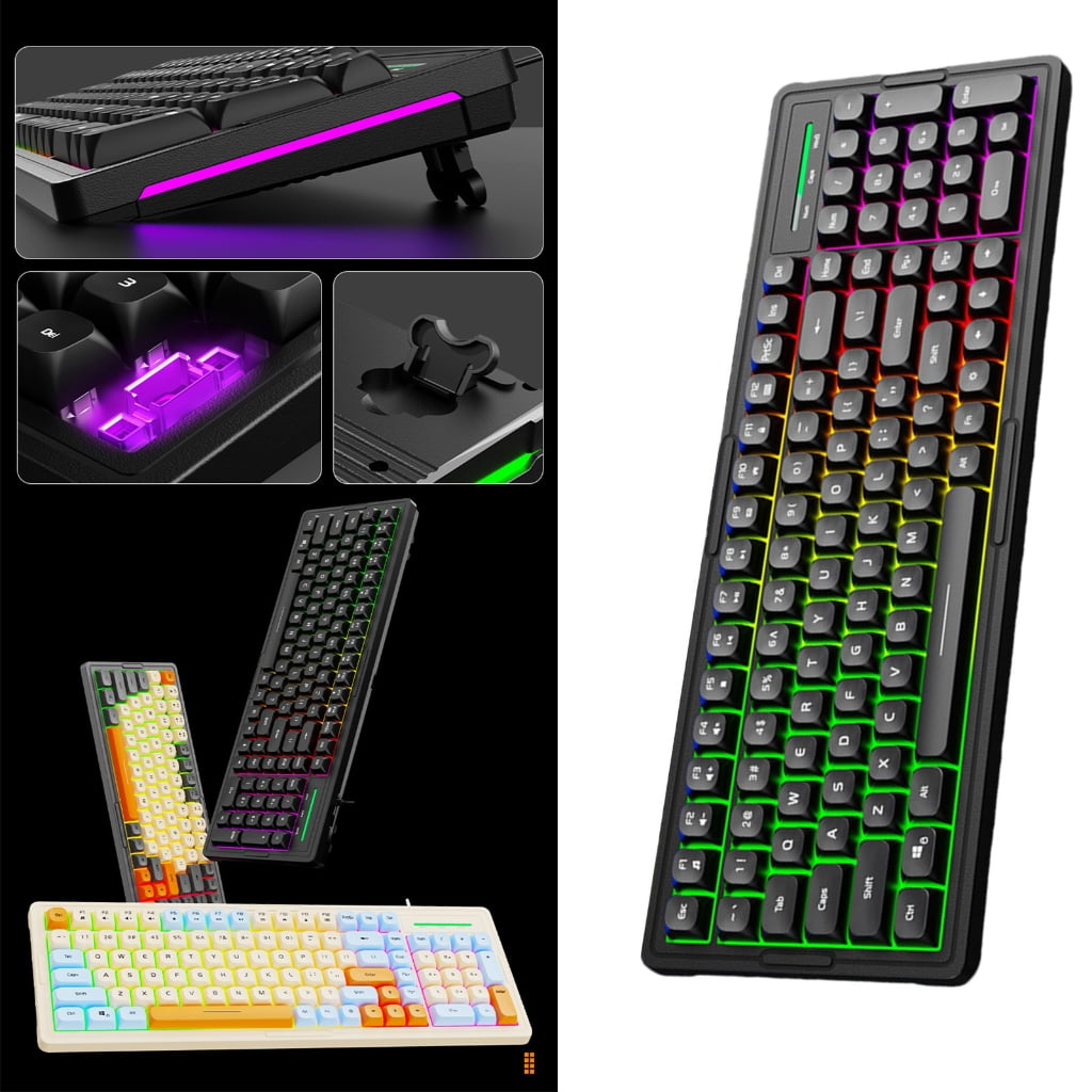 Color Backlit Computer Keyboard Mechanical Feel Responsive Lightweight and Splashproof Design for Work and Gaming