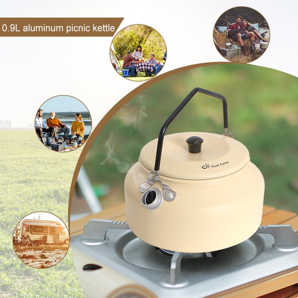 Termos para agua Hervidor De Agua Para Acampar Tetera portátil de aleación de aluminio para acampar al aire libre de 900ml (caqui)