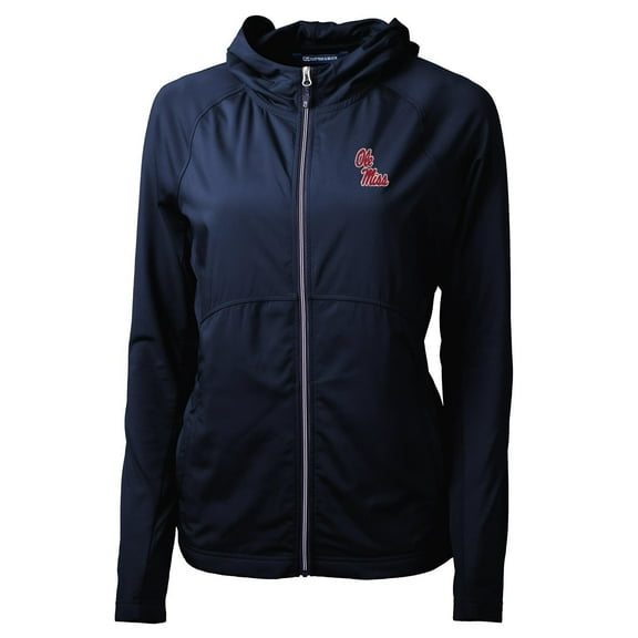 Women's Cutter & Buck Navy Ole Miss Rebels Adapt Eco Knit Full-Zip Jacket