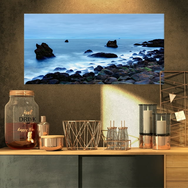 Côte Rocheuse Près de Raykjanes - Grande Toile d'Art de Bord de Mer