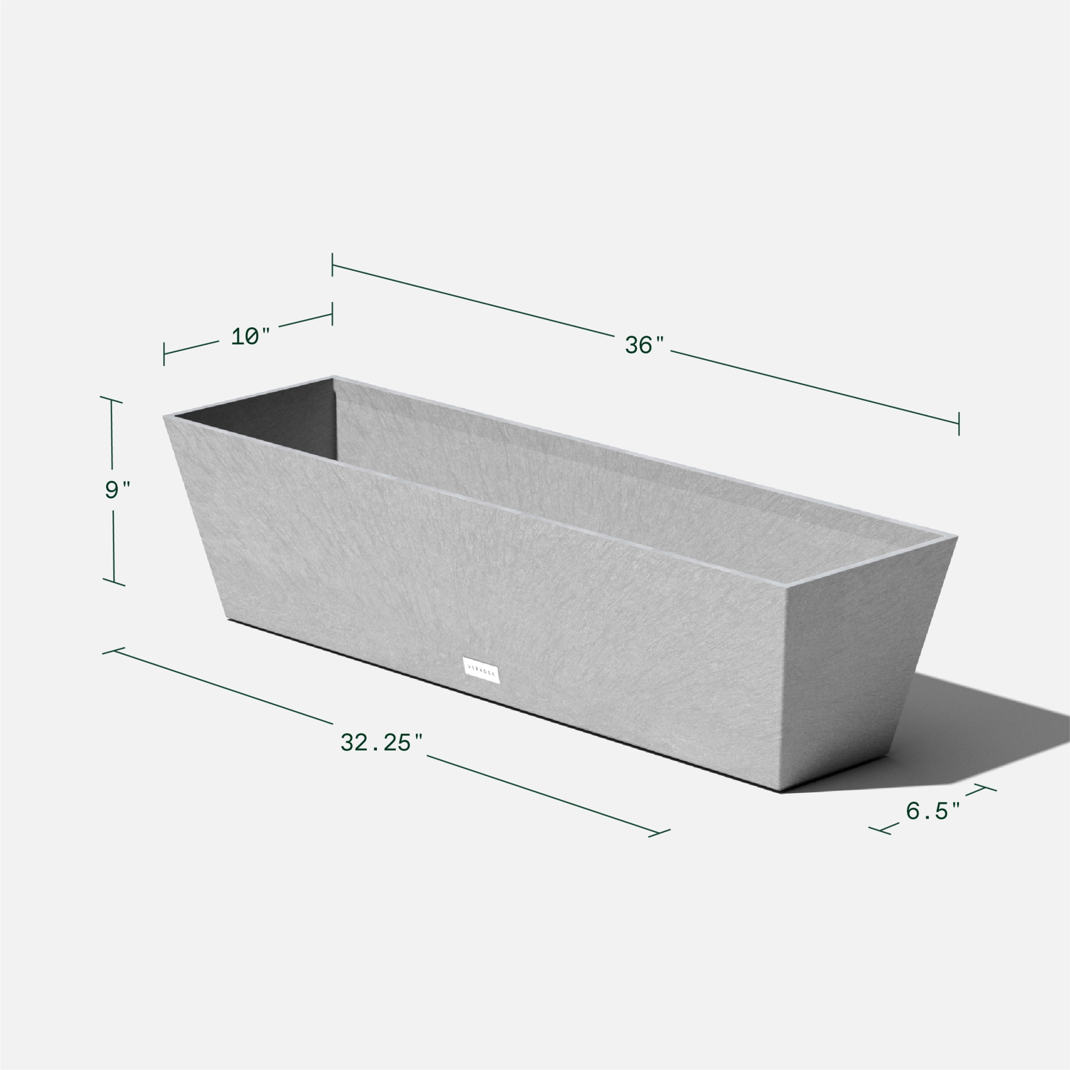 Veradek Pure Series Window Box 36" Plastic Planter - Gray