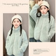 thumbnail image 4 of GYRATEDREAM Toddler Boys Girls Fleece Jacket Baby Autumn Winter Solid Thickened Zipper Long Sleeve Stand Collar Coat Kids Warm Coral Velvet Outwear Light Green for 12M-15T, 4 of 8