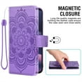 thumbnail image 3 of Compatible with Motorola Moto Edge 2022/MotoEdge 5G UW 2022 Wallet Phone Case and Tempered Glass Screen Protector Flip Credit Card Holder Stand Mandala Flower Cell Cover for XT2205-2 6.6 Women Purple, 3 of 9
