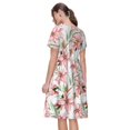 thumbnail image 2 of Bixox Robe d'Été à Manches Courtes pour Femmes Robe Ample Longueur Genou avec Poches-Fleurs de Lys, 2 of 7