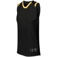 thumbnail image 3 of Holloway Sportswear L Womens RETRO BASKETBALL SHORTS Black/Light Gold/White 224377, 3 of 7