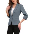 thumbnail image 4 of INSPIRE CHIC Shawl Lapel Blazer for Women 3/4 Sleeves Pocket Single Button Work Suit M Grey, 4 of 6