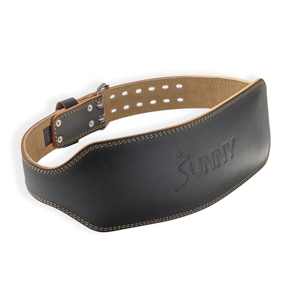 Sunny Health & Fitness Heavy-Duty Leather Weightlifting Belt with 6” Back Support and Adjustable Fit for Squats, Deadlifts, and Strength Training - Large