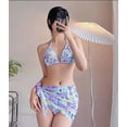 thumbnail image 4 of Bikini de un hombro para mujer, traje de baño pequeño con realce, cintura alta, diseño Floral, Rosa 3D, color negro, 2024, 4 of 5