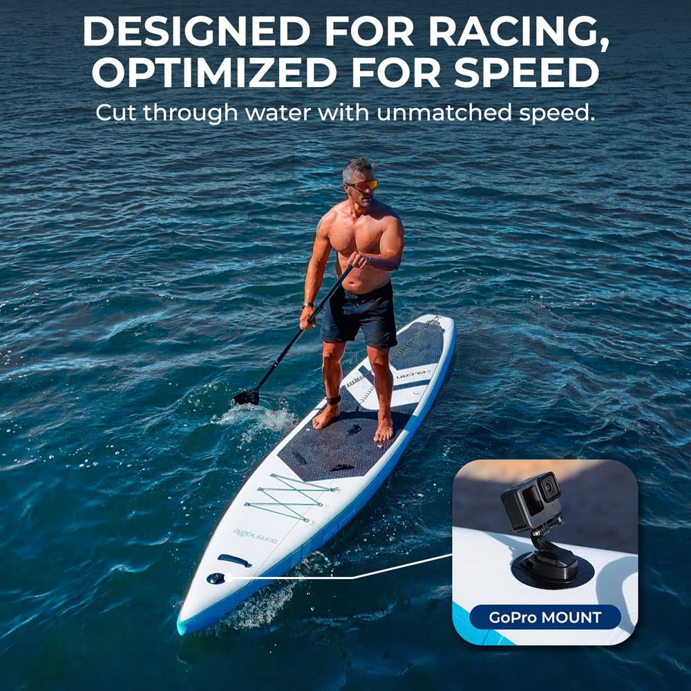 SereneLife 14 Inflatable Stand Up Paddle Board for Racing - 28 Narrow Design for Expert Paddlers with Non-Slip EVA Deck Pad, Includes Premium SUP Accessories, for Youth and Adults 275 lbs. Capacity