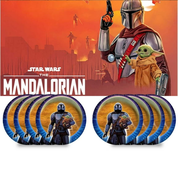 The Mandalorian Birthday Party Supplies Balloons Plates Decoration Cake Topper Decor Tableware Banner Backdrop