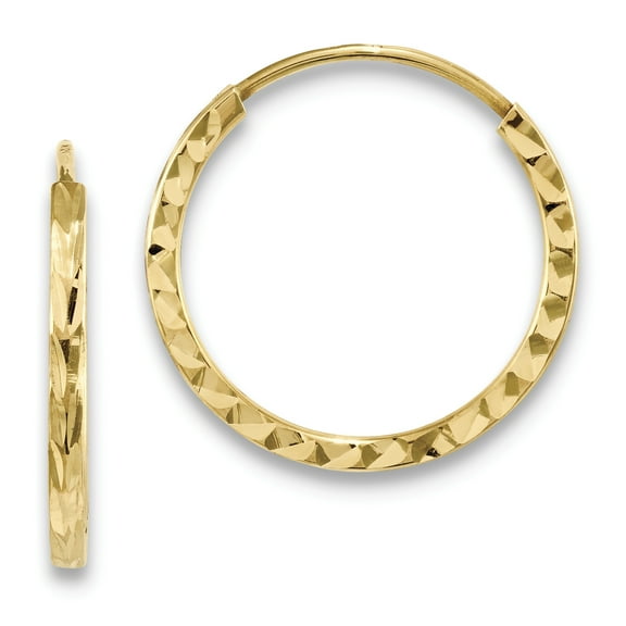 Primal Gold 14 Karat Yellow Gold Diamond-cut Square Tube Endless Hoop Earrings