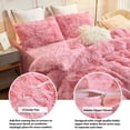 thumbnail image 2 of LIFEREVO 3 Pieces Luxury Shaggy Faux Fur Duvet Cover Set Soft Fluffy Fuzzy Comforter Cover Set Ombre Marble Print Furry Bedding, 1 Long Plush Duvet Cover+2 Pillowcases, Zipper Closure, Old Pink, King, 2 of 7