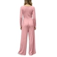 thumbnail image 4 of Edvintorg Rompers for Women One Piece Square Neck Long Sleeve Loose Casual Jumpsuit with Wide Leg Pant Trendy Womens Clothes S-2XL Pink, 4 of 6