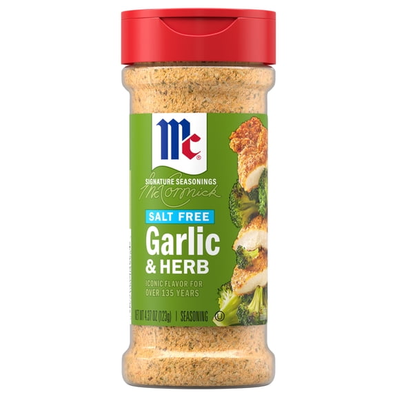 McCormick Seasoning, Salt Free Garlic and Herb, 4.37 oz Bottle
