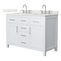 Beckett 48" White Double Vanity & Giotto Quartz Top (3-Hole) & Nickel Trim