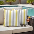 thumbnail image 4 of Yellow Grey Striped Outdoor Waterproof Pillow Covers, Geometric Vertical Stripes White Decorative Square Throw Pillowcase Sofa Cushion Sham for Patio/Couch/Chair, 16"x16" 2 Pack, 4 of 8