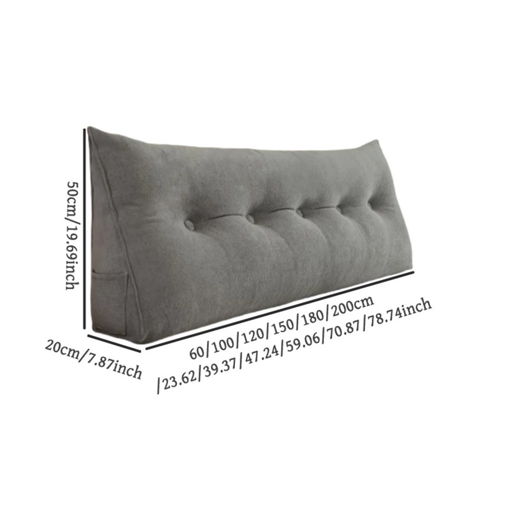 HGmart 24 in. L x 20 in. W x 8 in. H Grey Plush Reading Pillow Bolster Wedge Backrest and Removable Cover