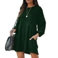 thumbnail image 3 of Sweater Dress for Women Long Sleeve Crewneck Knit Ribbed Short Dress Solid Color Casual Loose Fall Dress with Pockets, 3 of 6