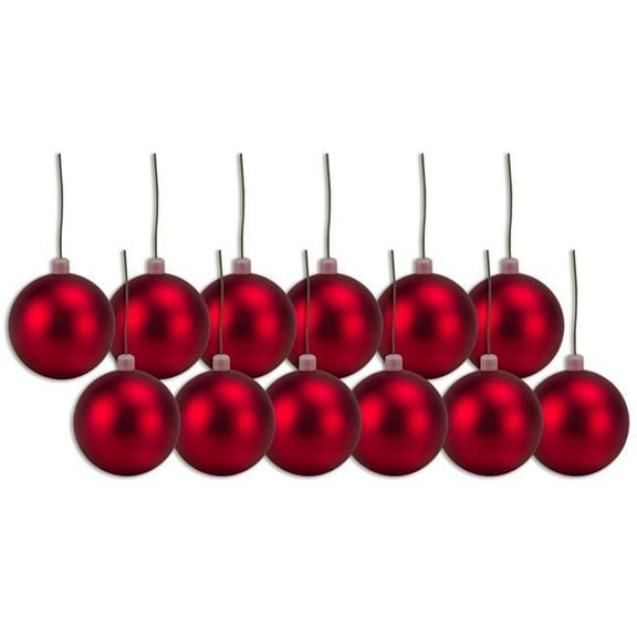 Queens of Christmas ORN-BLKM-100-RE-12PK 4 in. Matte Ball Ornament with Wire, Red - Pack of 12