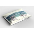 thumbnail image 2 of Ambesonne Nature Pillow Sham 2 Pack, Fallen Tree in Beach, 30"x20", Cream Green, 2 of 3