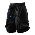 thumbnail image 2 of Man Solid-Color Loose Casual Large-Pocket Functional Waist Belt Work Pants Shorts Half Shorts Pants, 2 of 6