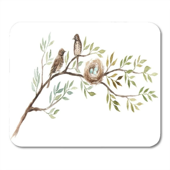 JSDART Two Birds Nest Tree Branch Blue Eggs in Mousepad Mouse Pad Mouse Mat 9x10 inch