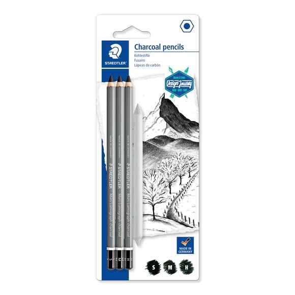 Lápices de Carbón STAEDTLER Mars Lumograph Paquete Blíster + 1 Difumino