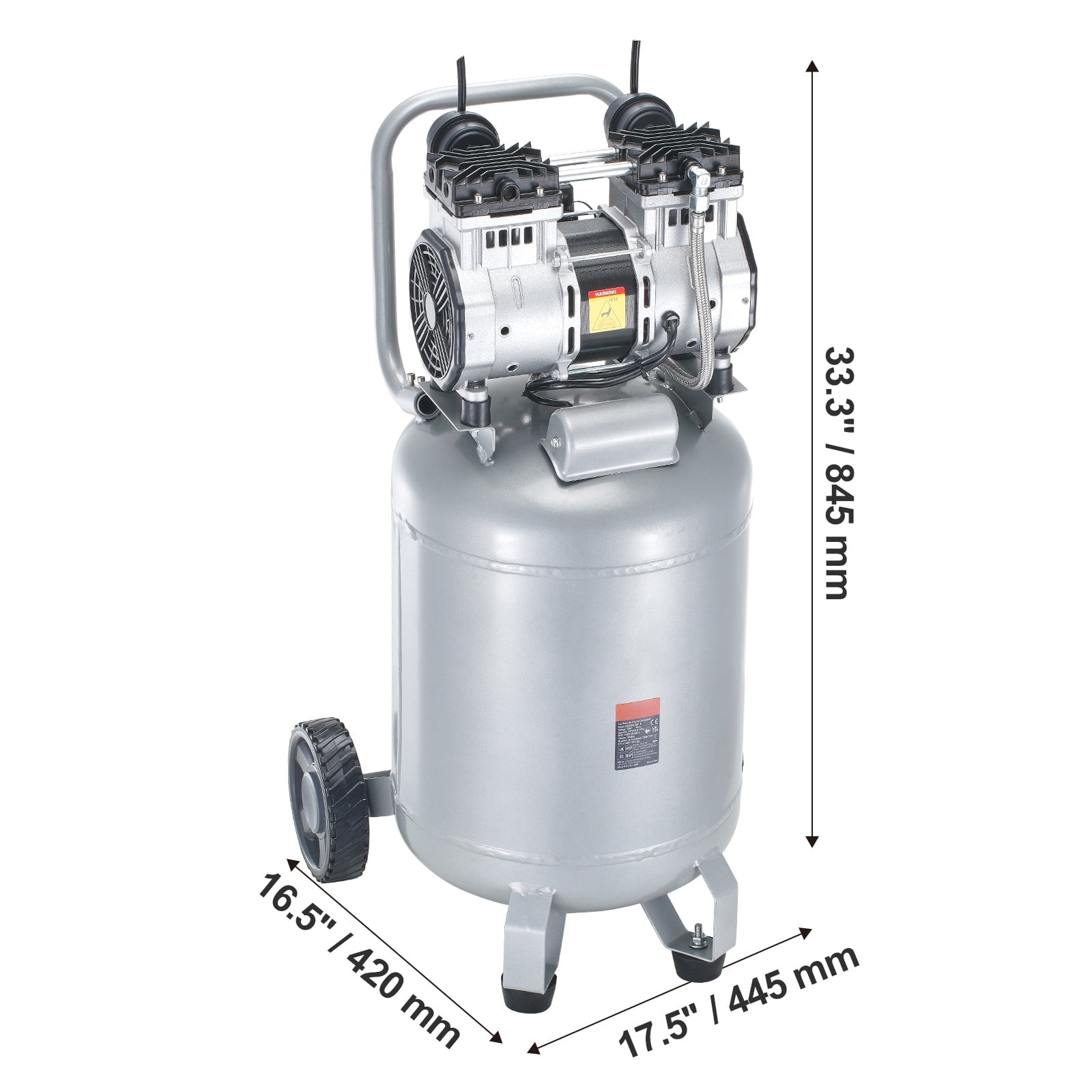KFFKFF Air Compressor with 13 Gallon Capacity, 2HP 4.6 SCFM@90PSI Oil-Free, 66dB Ultra-Silent Operation, Suitable for Tire Pumping, Vehicle Maintenance, Woodwork Fastening, Spray Artistry