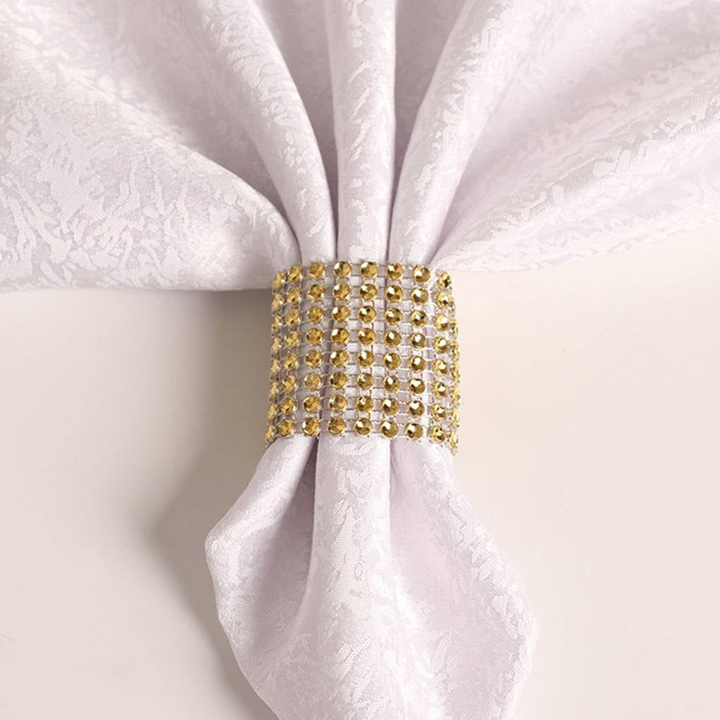 GeweYeeli 10pcs Napkin Ring 8 Row Rhinestone Like Napkin Band Serviette