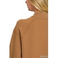 thumbnail image 4 of Zenana Women's Elegant Relaxed Fit Long Sleeve Exposed Seam Low Mock Neck Light Sweater, 4 of 5
